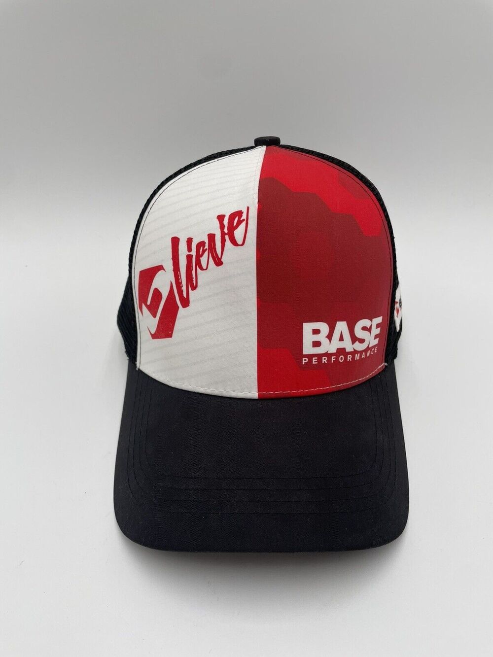 BASE PERFORMANCE ADJUSTABLE SNAPBACK TRUCKER/MESH HAT/CAP BLACK/RED